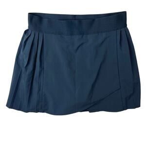 Kyodan Blue Elastic Waist Stretch Pleated Wrao Active Mini Skort Shorts Skirt S